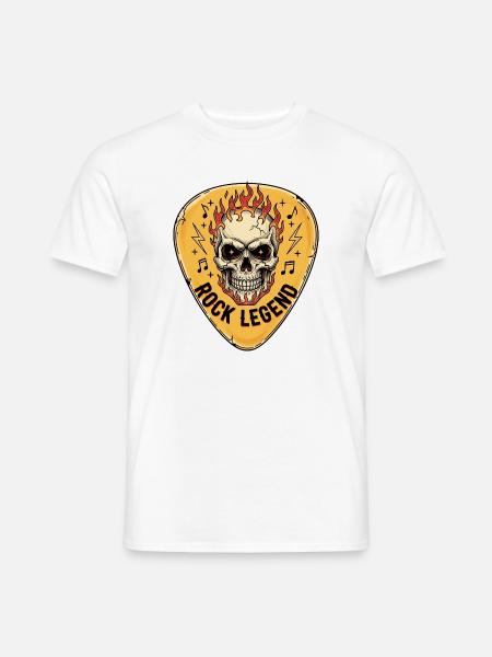 Rock Legend Skull with Flames - Men's T-Shirt - white