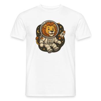Löwe im Astronautkostüm mit Rakete - Männer T-Shirt - Weiß - Vorne - AI Model Male 178 dark (178cm)
