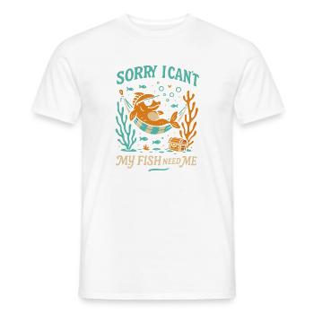 Désolé, je ne peux pas, mes poissons ont besoin - T-shirt homme - blanc - Devant - AI Model Male 178 dark (178cm)