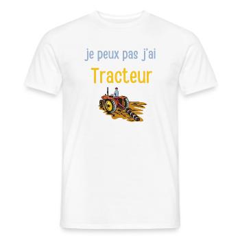 I can't, I have a tractor - Men's T-Shirt - white - Front - AI Model Male 178 dark (178cm)
