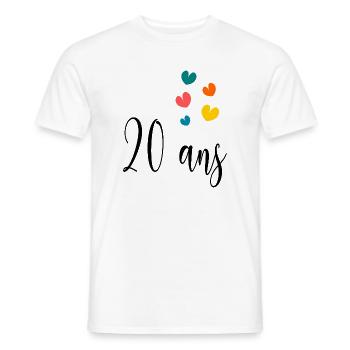 20. 20th ANNIVERSARY. 20 YEARS ANNIVERSARY. 20 YEARS. - Men's T-Shirt - white - Front - AI Model Male 178 dark (178cm)