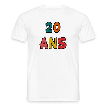 20. 20th ANNIVERSARY. 20 YEARS ANNIVERSARY. 20 YEARS. - Men's T-Shirt - white - Front - AI Model Male 178 dark (178cm)