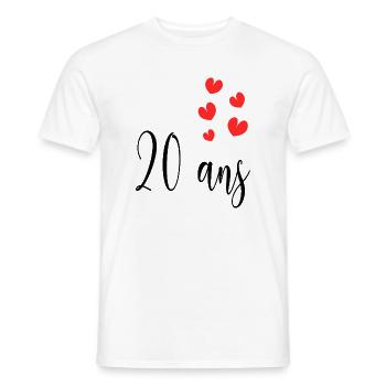 20. 20th ANNIVERSARY. 20 YEARS ANNIVERSARY. 20 YEARS. - Men's T-Shirt - white - Front - AI Model Male 178 dark (178cm)