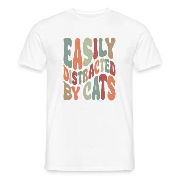 Easily Disctracted By Katzen - Männer T-Shirt - Weiß - Vorne - AI Model Male 178 dark (178cm)