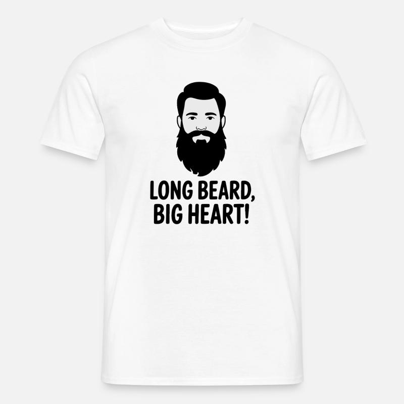 Langer Bart, Großes Herz, Abbildung - Männer T-Shirt - Weiß