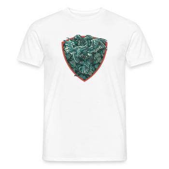 Mittelalterlicher Drache in Blau auf Schild - Männer T-Shirt - Weiß - Vorne - AI Model Male 178 dark (178cm)