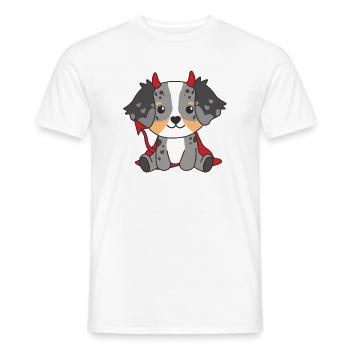Berger Australien Joyeux Halloween Diable Costume - T-shirt homme - blanc - Devant - AI Model Male 178 dark (178cm)