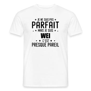 Wei : authentique, imparfait, top, perfection - T-shirt homme - blanc - Devant - AI Model Male 178 dark (178cm)