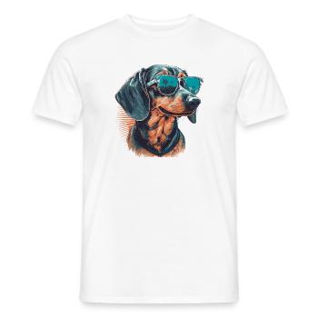 Cooler Dackel mit Sonnenbrille - Männer T-Shirt - Weiß - Vorne - AI Model Male 178 dark (178cm)