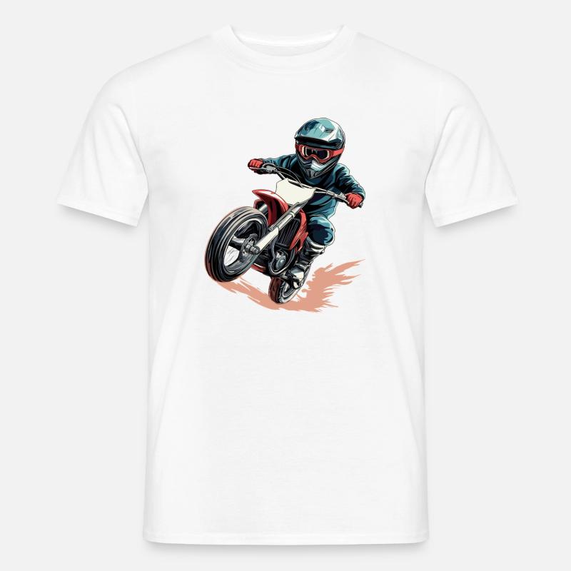 Dynamischer Motorradfahrer im Actionstil - Männer T-Shirt - Weiß
