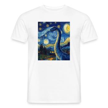 Brachiosaure Dino Style Van Gogh Étoilé - T-shirt homme - blanc - Devant - AI Model Male 178 dark (178cm)