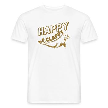 Happy Seal Cartoon Illustration - Men's T-Shirt - white - Front - AI Model Male 178 dark (178cm)