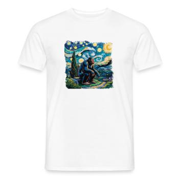 Starry Night Bigfoot Scene - Men's T-Shirt - white - Front - AI Model Male 178 dark (178cm)
