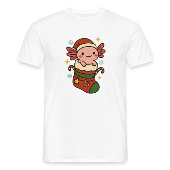 Axolotl Christmas – Mignon en chaussettes 🧦 - T-shirt homme - blanc - Devant - AI Model Male 178 dark (178cm)