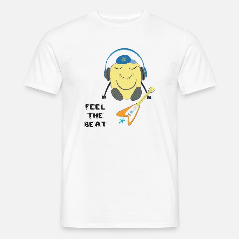 Comic Figur mit Kopfhörern und Gitarre - Männer T-Shirt - Weiß