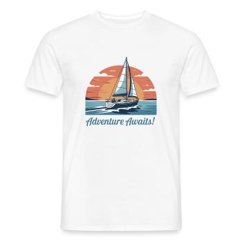 Illustration d'une aventure en voilier au coucher du soleil - T-shirt homme - blanc - Devant - AI Model Male 178 dark (178cm)