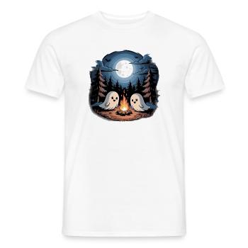 Boo Camper Hiker Ghost Bonfire Halloween Camping - Männer T-Shirt - Weiß - Vorne - AI Model Male 178 dark (178cm)