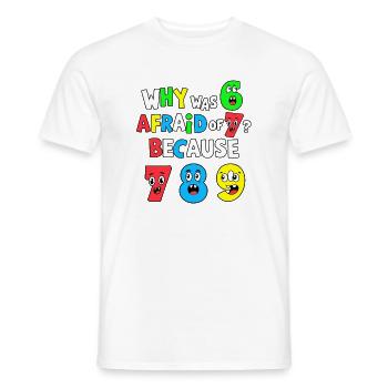 Motifs fantaisistes et colorés de l'alphabet et des chiffres - T-shirt homme - blanc - Devant - AI Model Male 178 dark (178cm)