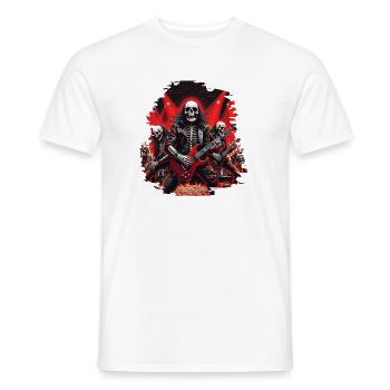 Halloween Skelett Totenkopf Rock Metal Gitarre - Männer T-Shirt - Weiß - Vorne - AI Model Male 178 dark (178cm)