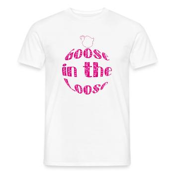Goose on the Loose – Funny Retro Floral Typography - T-shirt homme - blanc - Devant - AI Model Male 178 dark (178cm)