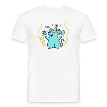Festive Time with Hat and Balloons - Men's T-Shirt - white - Front - AI Model Male 178 dark (178cm)