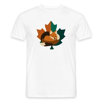 Fox in maple leaf design. - Men's T-Shirt - white - Front - AI Model Male 178 dark (178cm)