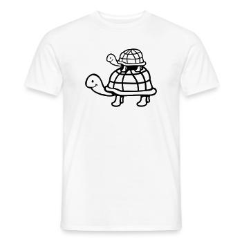 2 Schildkröten Huckepack Mama Papa Kind reiten süß - Männer T-Shirt - Weiß - Vorne - AI Model Male 178 dark (178cm)