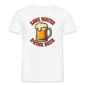 Save Water Drink Beer Humor Design - Men's T-Shirt - white - Front - AI Model Male 178 dark (178cm)