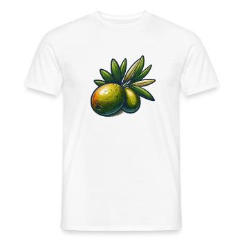 Illustration of Olives and Foliage - Men's T-Shirt - white - Front - AI Model Male 178 dark (178cm)