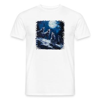 Wolfsgruppe unter Vollmond - Männer T-Shirt - Weiß - Vorne - AI Model Male 178 dark (178cm)