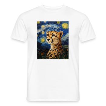 Guépard Léopard Style Van Gogh Étoilé - T-shirt homme - blanc - Devant - AI Model Male 178 dark (178cm)