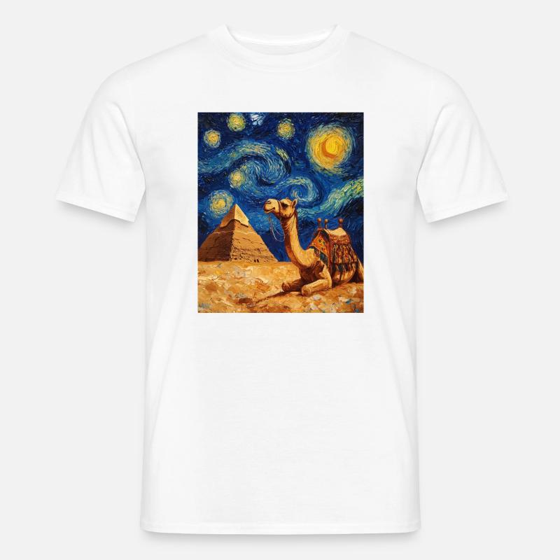 Kamel Van Gogh Style Starry  - Männer T-Shirt - Weiß