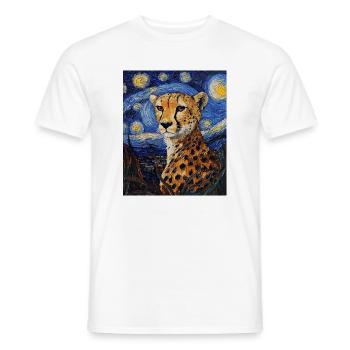 Guépard Léopard Style Van Gogh Étoilé - T-shirt homme - blanc - Devant - AI Model Male 178 dark (178cm)