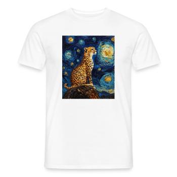 Guépard Léopard Style Van Gogh Étoilé - T-shirt homme - blanc - Devant - AI Model Male 178 dark (178cm)