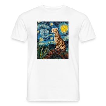 Guépard Léopard Style Van Gogh Étoilé - T-shirt homme - blanc - Devant - AI Model Male 178 dark (178cm)