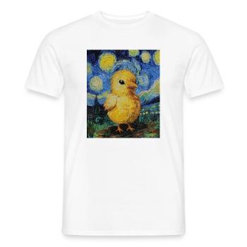Poussin Poulet Coq Style Van Gogh Étoilé - T-shirt homme - blanc - Devant - AI Model Male 178 dark (178cm)