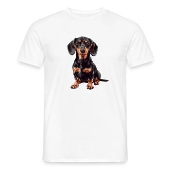 Charmant portrait de teckel sur tissu - T-shirt homme - blanc - Devant - AI Model Male 178 dark (178cm)