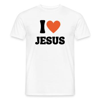 I Love Jesus Love Christian Shirt Faith - Men's T-Shirt - white - Front - AI Model Male 178 dark (178cm)