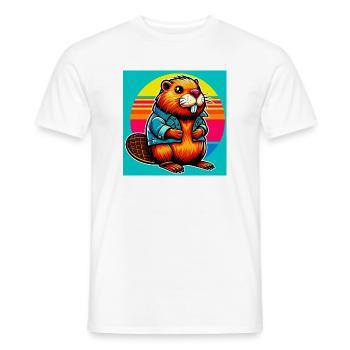 beaver - Men's T-Shirt - white - Front - AI Model Male 178 dark (178cm)