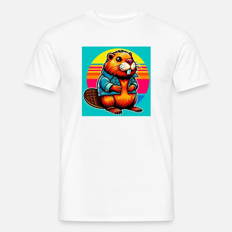 bóbr - T-shirt męski - biały