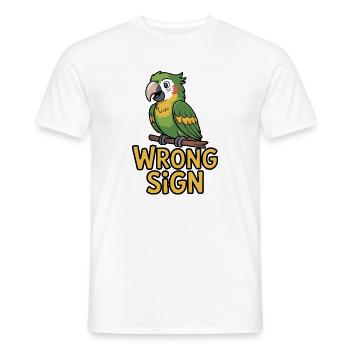 Humorvoller Papagei-Cartoon mit falschem Vorzeichen - Männer T-Shirt - Weiß - Vorne - AI Model Male 178 dark (178cm)