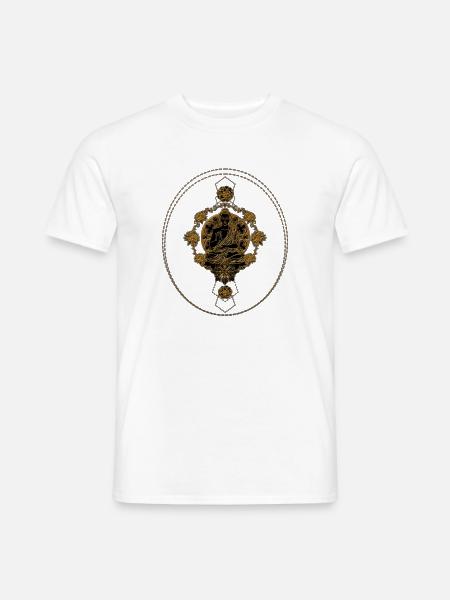 Buddha in Gold mit Mandala und Blumen - Männer T-Shirt - Weiß