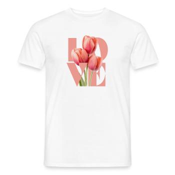 Design floral tulipe élégant pour l’habillement - T-shirt homme - blanc - Devant - AI Model Male 178 dark (178cm)