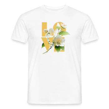 Elegant Jasmine Floral Love Typography - Men's T-Shirt - white - Front - AI Model Male 178 dark (178cm)