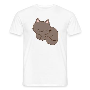 Cute Smiling Cat Illustration - Men's T-Shirt - white - Front - AI Model Male 178 dark (178cm)