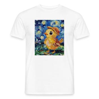 Poussin Poulet Coq Style Van Gogh Étoilé - T-shirt homme - blanc - Devant - AI Model Male 178 dark (178cm)