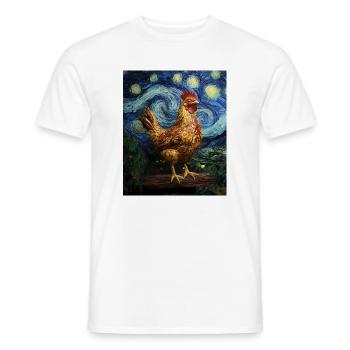 Poulet Coq Poulets Style Van Gogh Étoilé - T-shirt homme - blanc - Devant - AI Model Male 178 dark (178cm)
