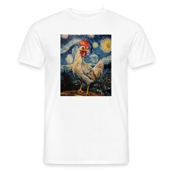 Poulet Coq Poulets Style Van Gogh Étoilé - T-shirt homme - blanc - Devant - AI Model Male 178 dark (178cm)