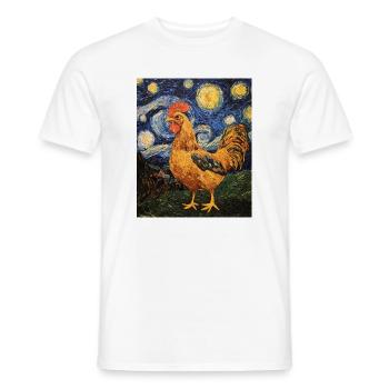 Poulet Coq Poulets Style Van Gogh Étoilé - T-shirt homme - blanc - Devant - AI Model Male 178 dark (178cm)