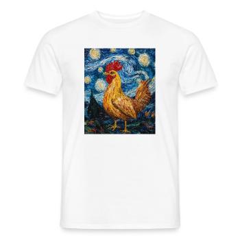 Poulet Coq Poulets Style Van Gogh Étoilé - T-shirt homme - blanc - Devant - AI Model Male 178 dark (178cm)
